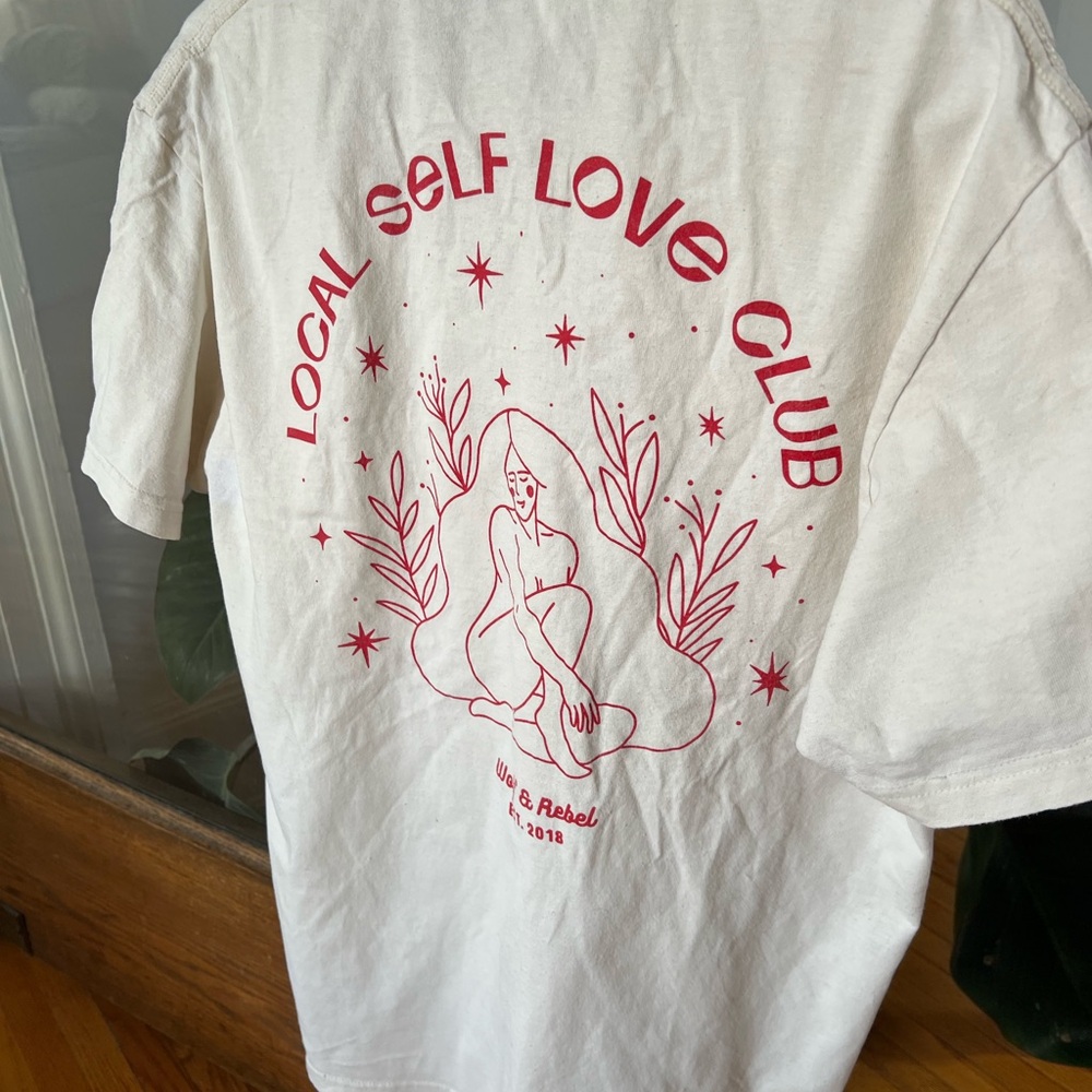 White T-Shirt with Red Graphic Print